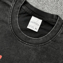 Vintage MJ Air Trapeze Printed Short Sleeve T-Shirt High Street Washed Old Heavy Cotton Small Neckline T