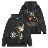 Vintage Yeat Double-Sided Printed Washed Short Sleeve T-Shirt Casual Crew Neck Loose Hooded Sweater