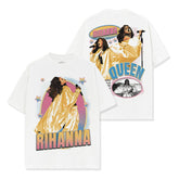 Hip Hop Rihanna Printed Short Sleeve T-Shirt Long Sleeve Loose Crew Neck Washed Hooded Sweater