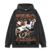 Vintage Pluma Printed Short Sleeve T-Shirt Washed Long Sleeve Loose Blockbuster Hooded Sweater Men