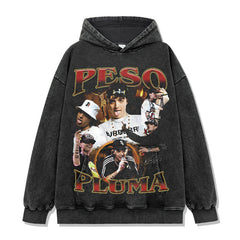 Vintage Pluma Printed Short Sleeve T-Shirt Washed Long Sleeve Loose Blockbuster Hooded Sweater Men