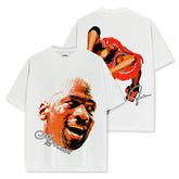 Vintage MJ Air Trapeze Double-sided Printed Short Sleeve T-Shirt Washed Crew Neck Heavy Cotton Small Neckline T