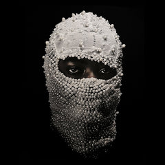 Heavy 450g retro print street dark pearl masked hooded sweater hoodie men and women