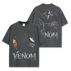 Vintage VENOM Venom Printed Short Sleeve T-Shirt Washed Long Sleeve Loose Hooded Sweater Men's Trend