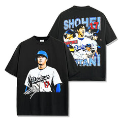 Shohei Ohtani Printed Short Sleeve T-Shirt Washed Long Sleeve Loose Hooded Sweater