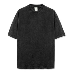 Heavy 260G pure cotton washed solid color short-sleeved t-shirt oversize retro loose casual