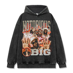 Hip Hop Big Sean Big Sean Printed Short Sleeve T-Shirt Washed Long Sleeve Loose Hooded Sweater Men