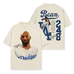 Vintage Kobe double-sided printed short-sleeved T-shirt long-sleeved loose round neck washed hooded sweater