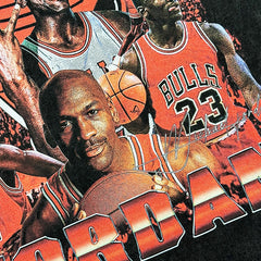 MJ Printed T-Shirt Vintage Washed Old Loose Heavy Crew Neck Short Sleeve ins