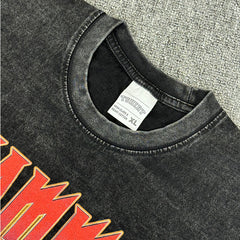 Vintage Ali Muhammad Ali Printed Short Sleeve T-Shirt Hiphop Heavy Washed Cotton T