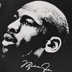 Simple MJ printed t-shirt retro Vintage washed old loose heavy casual short sleeves ins