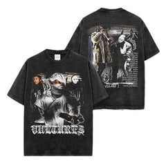 Vintage Kanye Kanye Double-Sided Printed Short Sleeve T-Shirt High Street Washed Long Sleeve Heavy Hooded Sweater