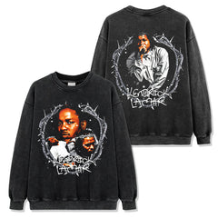 K.DotKENDRICK LAMAR printed short-sleeved t-shirt washed long-sleeved loose hooded sweater