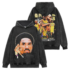 Vintage Kobe Kobe Black Printed Short Sleeve T-Shirt Washed Long Sleeve Crew Neck Casual Hooded Sweater
