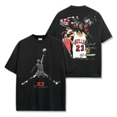 Vintage MJ Trapeze Double-Sided Printed Short Sleeve T-Shirt Heavy Long Sleeve Crew Neck Hooded Sweater