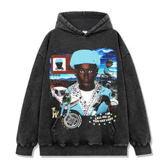 Vintage Tyler The Creator Printed T-Shirt Washed Long Sleeve Crew Neck Heavy Hooded Sweater