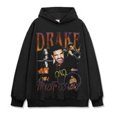 Hip Hop Drake DRAKE Printed Short Sleeve T-Shirt Washed Old Long Sleeve Loose Heavy Hooded Sweater