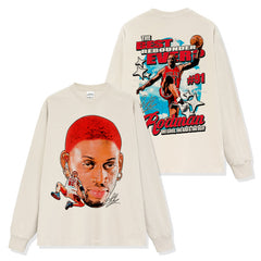 Vintage Big Bug Rodman Printed Short Sleeve T-Shirt Heavy Cotton Long Sleeve Crew Neck Hooded Sweater