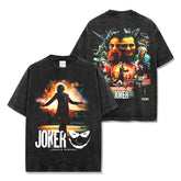 Vintage Joker Printed Short Sleeve T-Shirt Vintage Loose Heavy Crew Neck Hooded Sweater