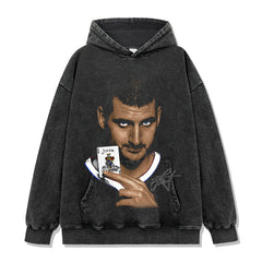 Vintage Nikola Nikola Printed Short Sleeve T-Shirt Washed Long Sleeve Crew Neck Loose Hooded Sweater