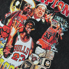 Simple Phil Jackson Zen Printed T-Shirt Vintage Wash Loose Casual Short Sleeve