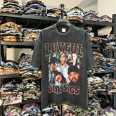 High Street vintage2 PAC TUPAC Hip Hop Character Short Sleeve T-Shirt Vintage Wash Tide