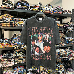 High Street vintage2 PAC TUPAC Hip Hop Character Short Sleeve T-Shirt Vintage Wash Tide