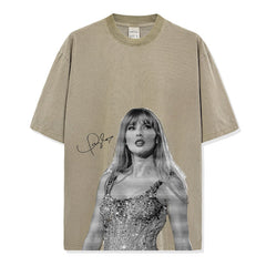 Taylor Swift Mildew Printed Short Sleeve T-Shirt Men's and Women's Summer Casual Loose Vintage Tide