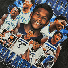 Vintage Anthony Printed Short Sleeve T-Shirt Vintage Washed Loose Heavyweight Crew Neck T