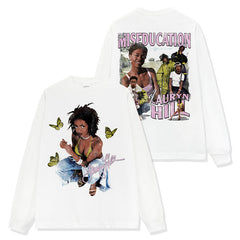 Lauryn Hill print short-sleeved T-shirt long-sleeved crewneck washed hoodie