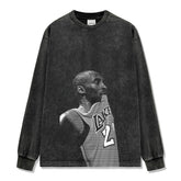 Loose casual kobe trend short-sleeved high street retro heavy cotton solid color T-shirt direct injection printing