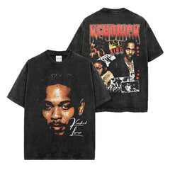 Hip Hop Kendrick Lamar Printed Short Sleeve T-Shirt Washed Long Sleeve Loose Hooded Sweater Men