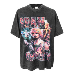 Vintage Sean Omalley Printed T-Shirt High Street Washed Heavy Cotton T
