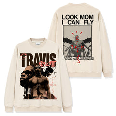 Vintage hip-hop Travis Scott print short-sleeved t-shirt long-sleeved crewneck heavyweight hoodie