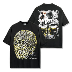 Vintage Hip Hop Kanye Kanye Printed Short Sleeve T-Shirt Washed Long Sleeve Loose Hooded Sweater