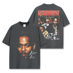 Hip Hop Kendrick Lamar Printed Short Sleeve T-Shirt Washed Long Sleeve Loose Hooded Sweater Men