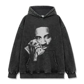 Vintage Celebrity KOBE Printed Short Sleeve T-Shirt Washed Long Sleeve Loose Casual Crew Neck Hooded Sweater