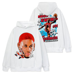 Vintage Big Bug Rodman Printed Short Sleeve T-Shirt Heavy Cotton Long Sleeve Crew Neck Hooded Sweater