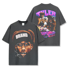 Hip Hop Tyler the Creator Printed Short Sleeve T-Shirt Washed Long Sleeve Loose Hooded Sweater