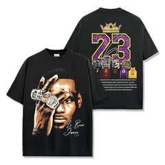 James LeBron James Printed Short Sleeve T-Shirt Washed Crew Neck Long Sleeve Hooded Sweater Men