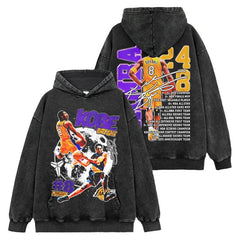 Vintage Kobe KOBE Double-Sided Printed Short Sleeve T-Shirt Washed Long Sleeve Loose Hooded Sweater