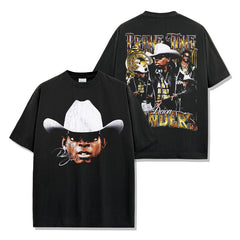 Deion Sanders Printed Short Sleeve T-Shirt Washed Long Sleeve Loose Hooded Sweater Men
