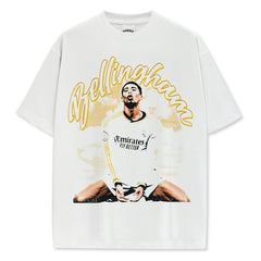 Vintage footbal Bellingham l Jude Bellingham Double Sided Print T-Shirt Washed Crew Neck T