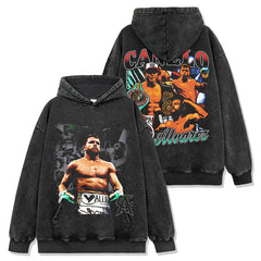 Canelo ¨¢lvarez Printed Washed Short Sleeve T-Shirt Casual Crew Neck Loose Hooded Sweater Men