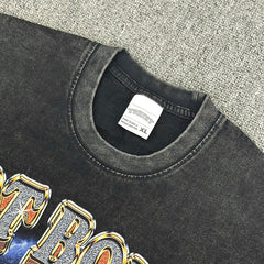 Vintage Hip Hop Hot Boys Printed Short Sleeve T-Shirt Vintage Washed Heavy Cotton T