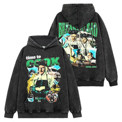 Breaking Bad Printed Washed Short Sleeve T-Shirt Casual Crew Neck Hooded Sweater