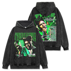Hip Hop Tyler The Creator Printed Short Sleeve T-Shirt Washed Long Sleeve Loose Hooded Sweater