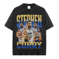 Vintage Tide Curry CURRY Printed Short Sleeve T-Shirt Washed Long Sleeve Loose Crew Neck Hooded Sweater Men