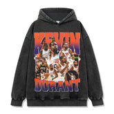 Vintage Tide Durant Durant Printed Short Sleeve T-Shirt Washed Long Sleeve Crew Neck Hooded Sweater Men