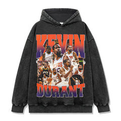 Vintage Tide Durant Durant Printed Short Sleeve T-Shirt Washed Long Sleeve Crew Neck Hooded Sweater Men